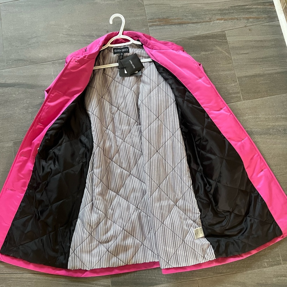 NWT Ellen Tracy Women's Vibrant Pink Trench Coat - Picture 6 of 8